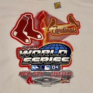 NEW Vtg Lee Sport 2004 World Series Red Sox vs Cardinals White T-Shirt Mens 2XL